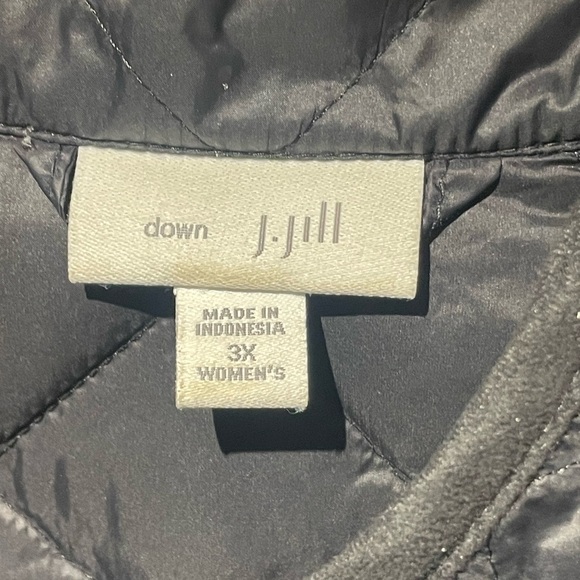 J Jill Quilted Jacket Women Black Down Barn Coat Chore Snap Front Goth Sz 3X - Picture 3 of 7